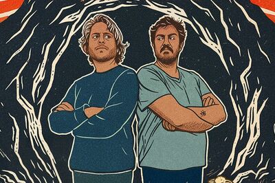 Een getekend beeld van twee mannen die met de ruggen naar elkaar toe zorgelijk van zich af kijken. 